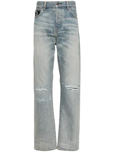 Amiri Bandana Repair Jeans Straight Jeans In Blue