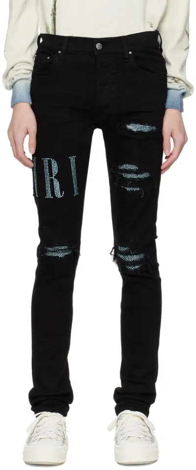 Amiri Black Crystal Jeans In Black Od