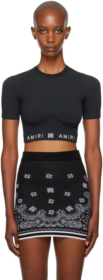 Amiri Black Ma Ribbed Seamless Sport T-shirt