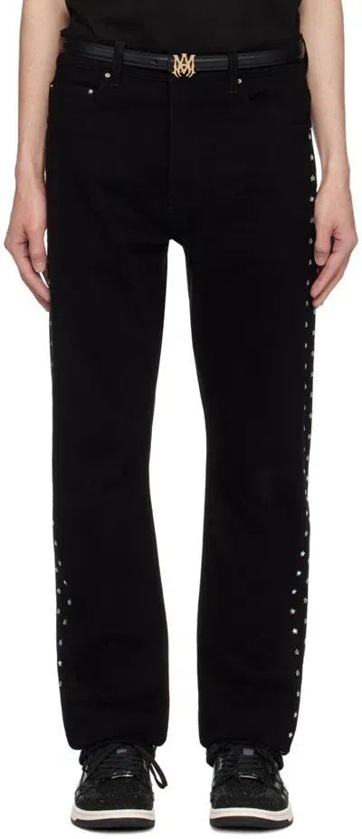 Amiri Black Star Crystal Slim Jeans In Black Od