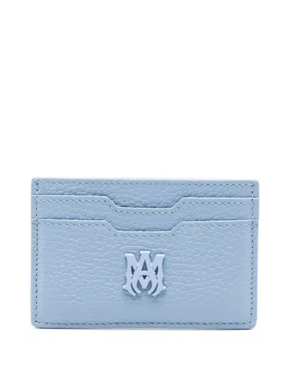 Amiri Ma-plaque Leather Cardholder In Blue