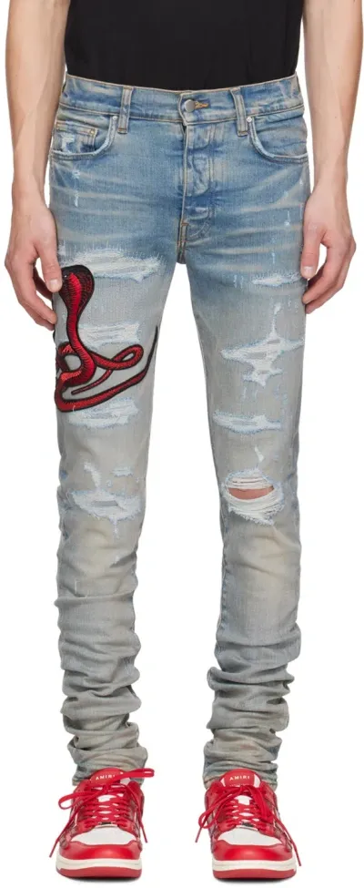 Amiri Blue Red Poison Archival Jeans In Clay Indigo