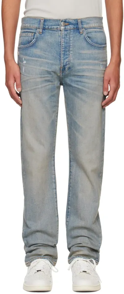 Amiri Men's Faded Straight-leg Jeans In Antique Indigo