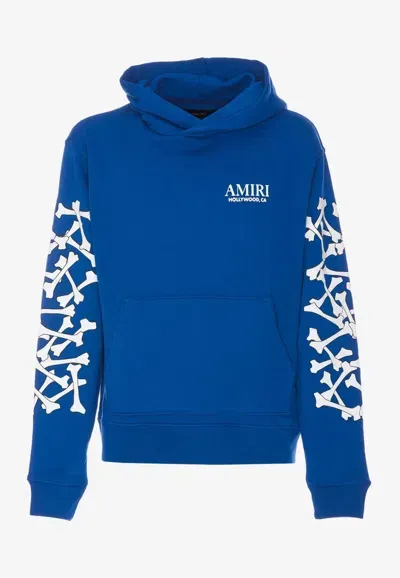 Amiri Bones Stacked Logo Hoodie In Blue