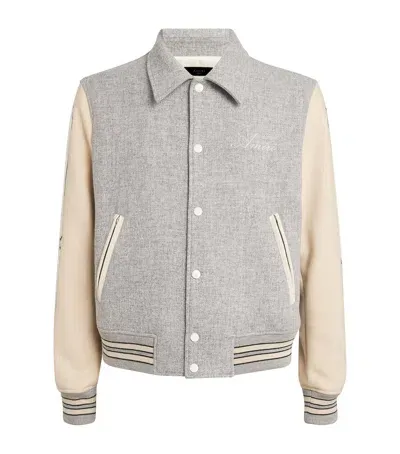 Amiri Bones Varsity Jacket In Grey