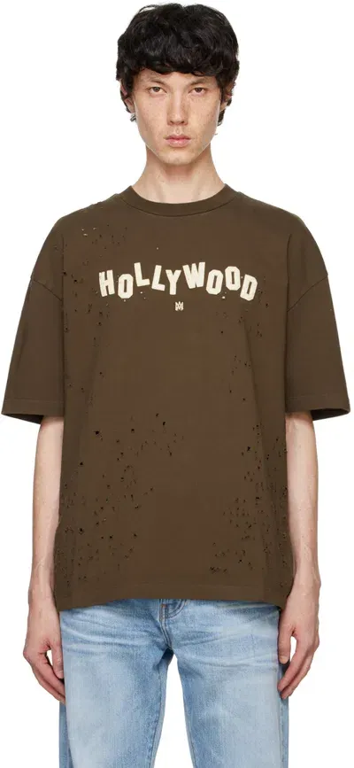 Amiri Hollywood Shotgun Short Sleeved T-shirt In Brown