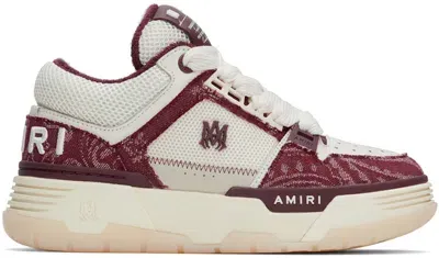 Amiri Bandana Denim Sneakers In Burgundy