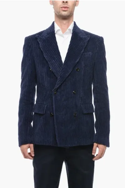 Amiri Corduroy Double Breaste Blazer With Flap Pocket