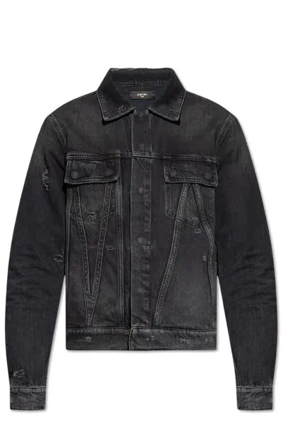 Amiri Distressed Denim Jacket In Black