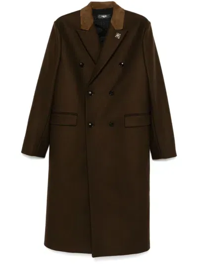 Amiri Double-breasted Coat In Brown