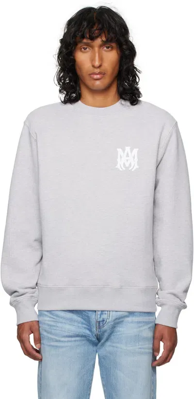 Amiri Gray Ma Core Logo Crew Sweatshirt In Grey