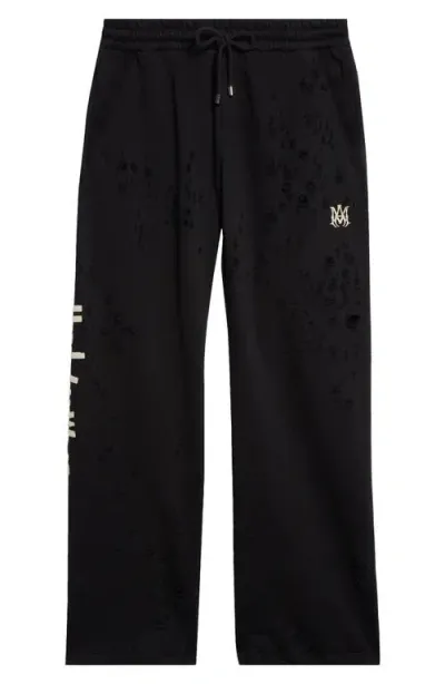 Amiri Hollywood Destroyed Sweatpants In Black