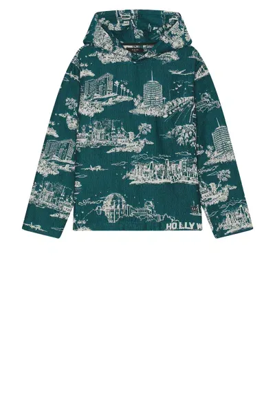 Amiri La Landmark Tapestry Hoodie In Deep Teal