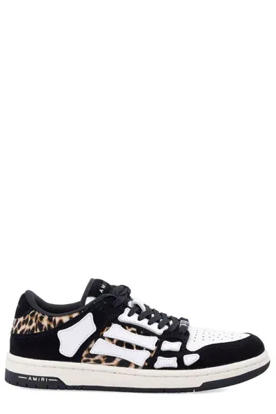 Amiri Leopard Skel Top Low Sneakers In Black