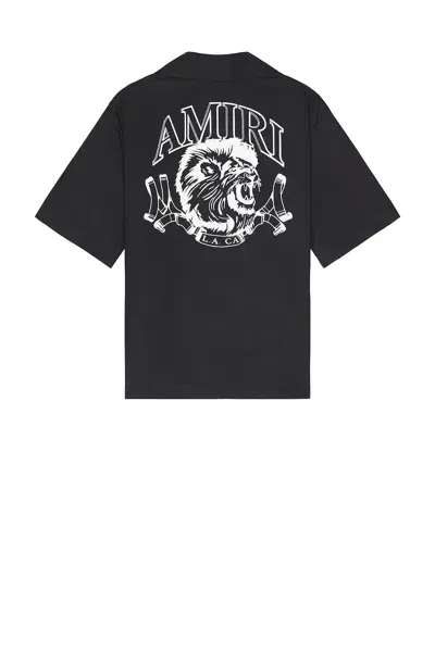 Amiri Lion Outline Camp Shirt In Black