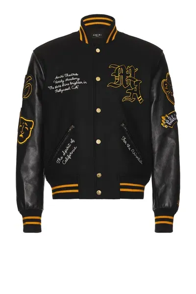 Amiri Lion Varsity Jacket In Black