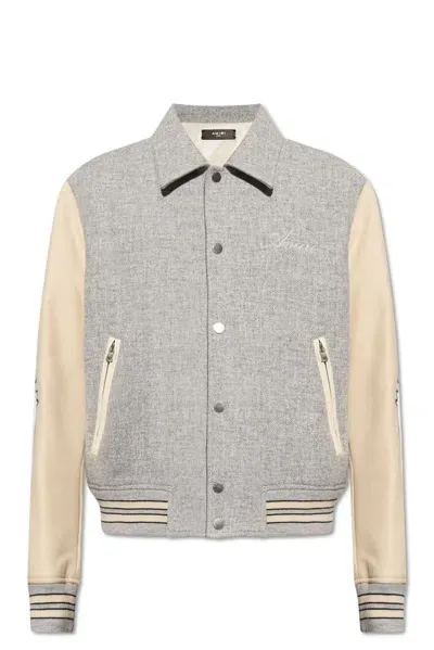 Amiri Logo Embroidered Bone Jacket In Grey