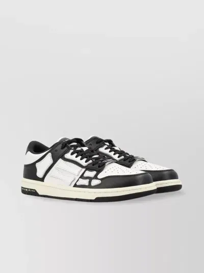 Amiri Low Top Leather Sneakers With Bone Appliqué In White