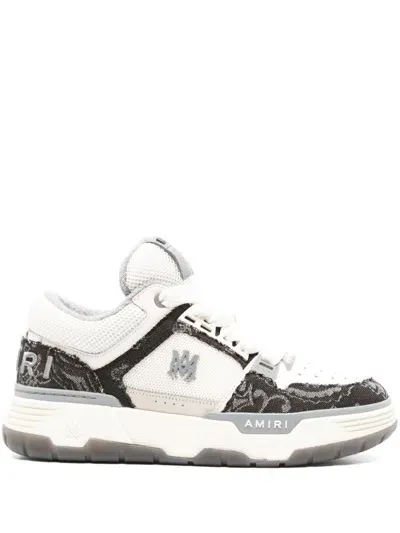 Amiri Ma-1 Panelled Denim Sneakers In Black,white