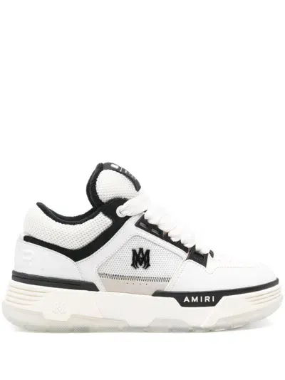 Amiri White And Black Chunky Sneakers With Logo Detail In Leather And Mixed Tech Fabrics Man