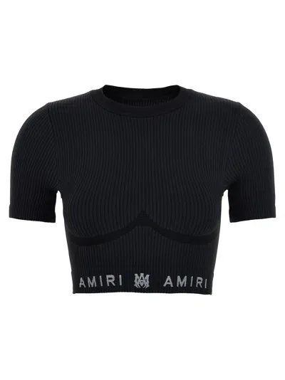 Amiri Ma Ribbed Seamless Tops In Black