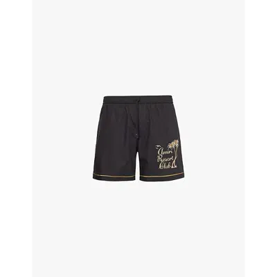 Amiri Logo Print Cotton Shorts In Black