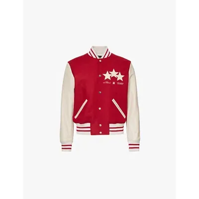 Amiri Mens Red Stars Brand-embroidered Wool-blend Jacket