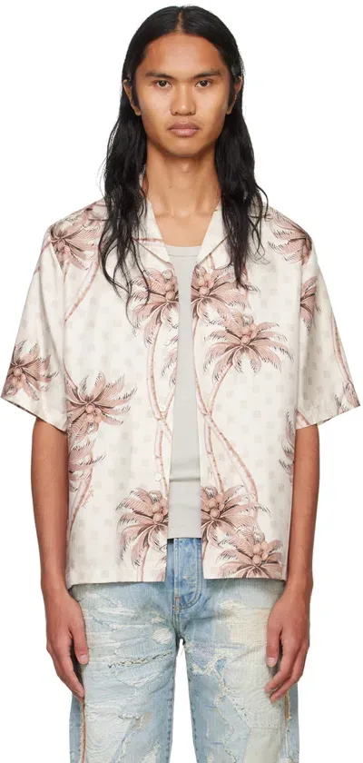 Amiri Off-white Palm Bowling Shirt In Birch