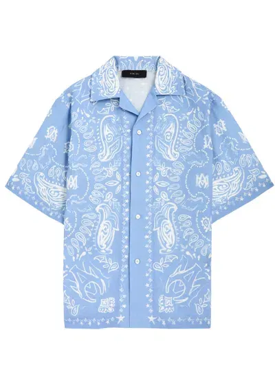 Amiri Printed Cotton-blend Shirt In Blue