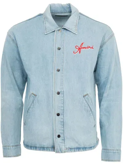 Amiri Resort Club Coach Denim Jacket In Blau