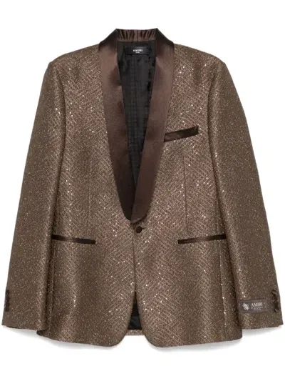 Amiri Sequin-embellished Blazer In Brown