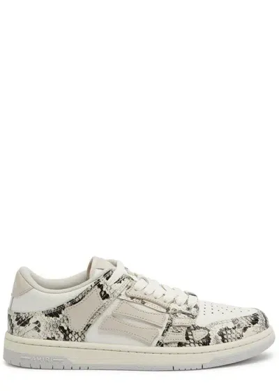 Amiri Skel Python-effect Leather Sneakers In Grey