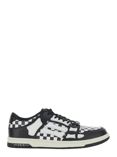 Amiri Skel Top Low Check-pattern Sneakers In Black