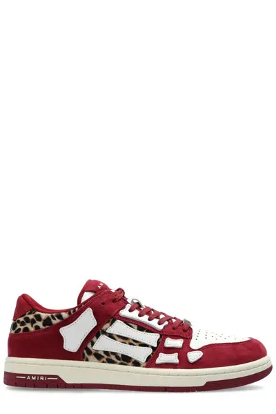 Amiri Skel Panelled Suede Sneakers In Burgundy