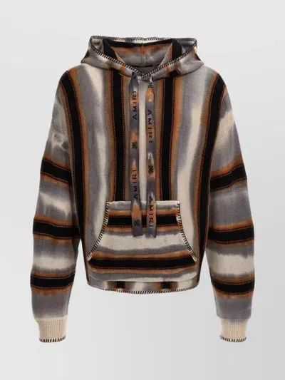 Amiri Striped Kangaroo Pocket Hooded Sweater In Multicolor