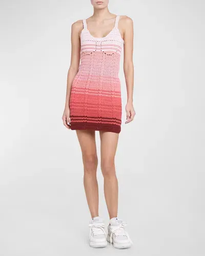 Amiri Sunset Ombre Crochet Sleeveless Bustier Mini Dress In Pink Multi