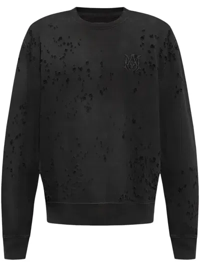 Amiri Logo-embroidered Cotton Sweatshirt In Black