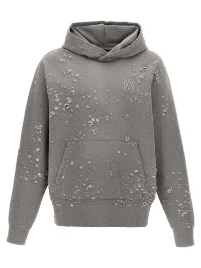 Amiri Ma Shotgun Embroidered Hoodie In Grey