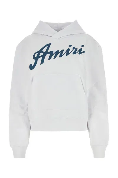 Amiri Logo Printed Long Sleeved Hoodie In White