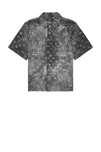 Amiri Tie Dye Bandana Short Sleeve Shirt In Dark Grey