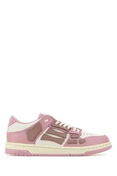 Amiri Two-tone Leather Skel Sneakers In Pink