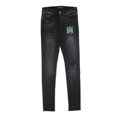 Amiri Watercolour Logo-print Skinny Jeans In Black