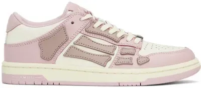 Amiri White & Pink Skel Top Low Sneakers In Rose