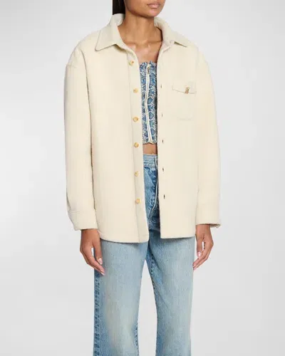 Amiri Wool Button-front Overshirt In Alabaster