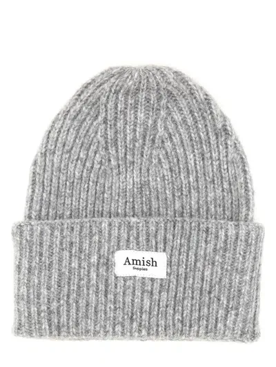 Amish Beanie Hat With Logo In Grey