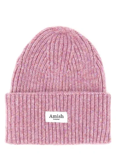 Amish Beanie Hat With Logo In Pink