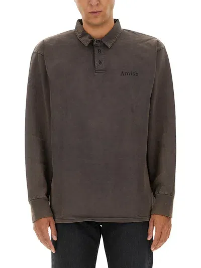 Amish Polo With Logo In Brown