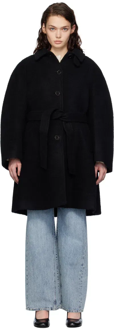 Amomento Black Alpaca Raglan Coat