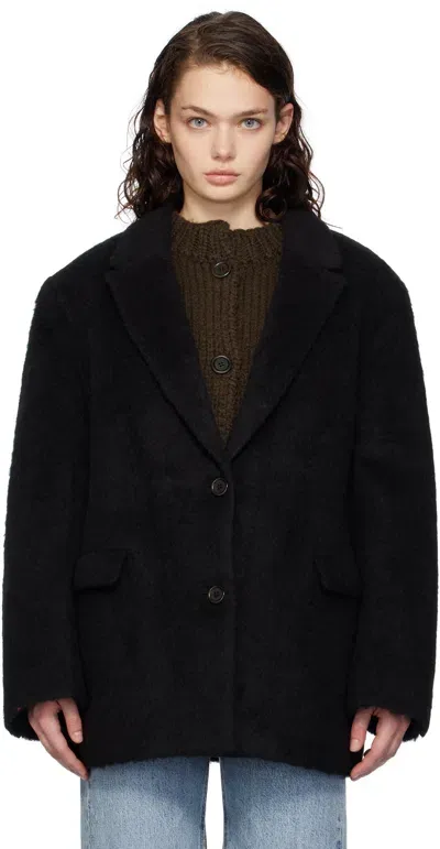 Amomento Black Hairy Oversized Blazer