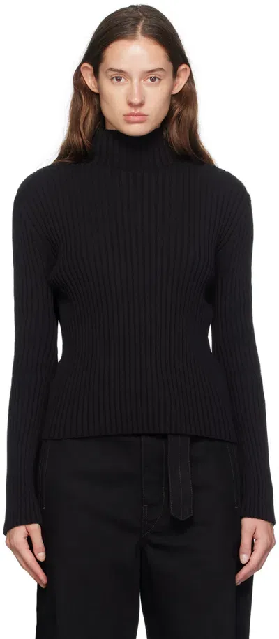 Amomento Black Ribbed Turtleneck